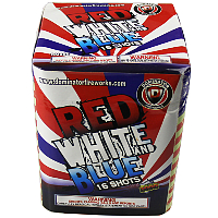 Fireworks - 200G Multi-Shot Cake Aerials - Red White and Blue Bombs 200g Fireworks Cake